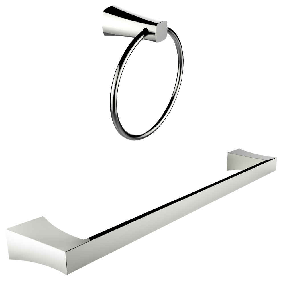 Chrome Plated Towel Ring With Single Rod Towel Rack Accessory Set