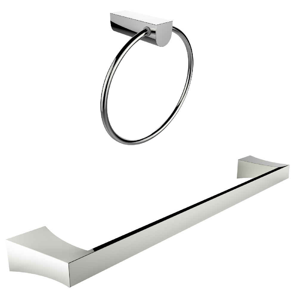 Chrome Plated Towel Ring With Single Rod Towel Rack Accessory Set