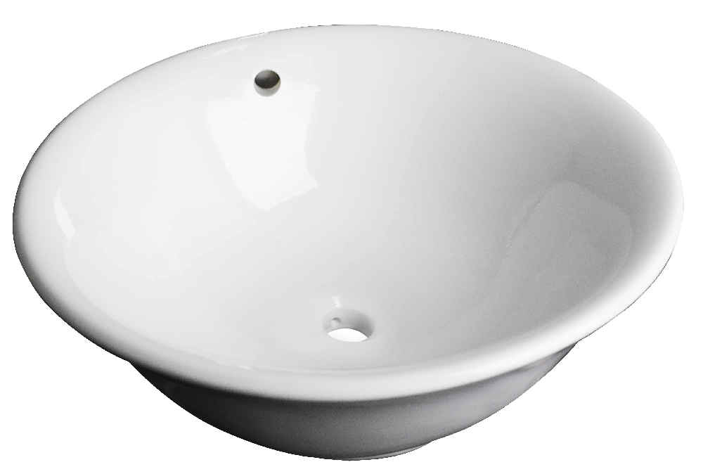 17-in. x 17-in. Round Bathroom Vessel Sink White Enamel Glaze