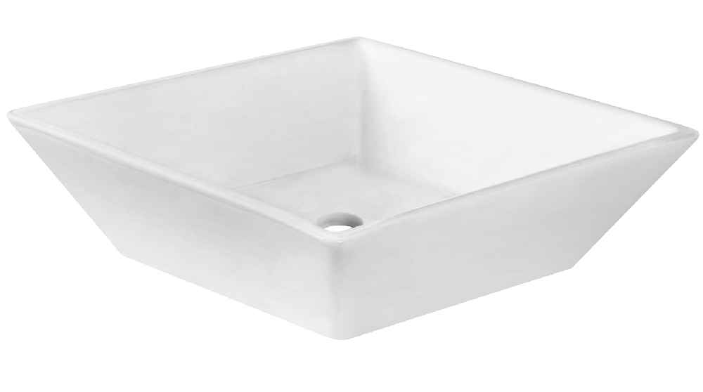 15.75-in. x 15.75-in. Square Bathroom Vessel Sink White Enamel Glaze
