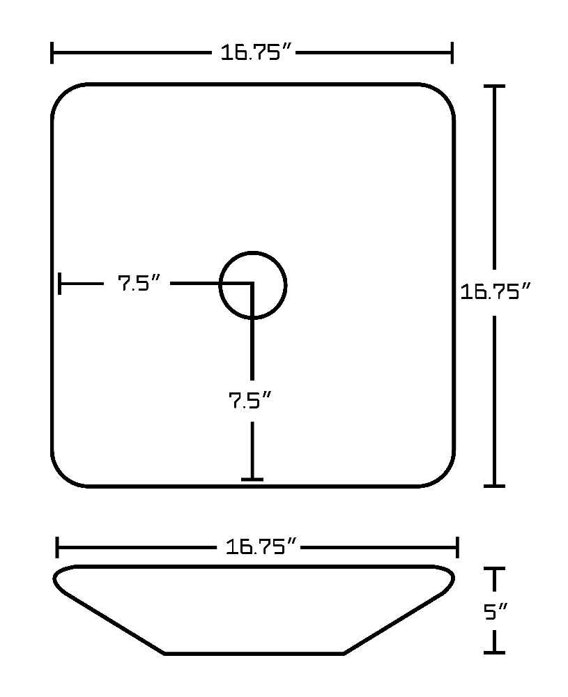 16.5-in. x 16.5-in. Square Bathroom Vessel Sink White Enamel Glaze