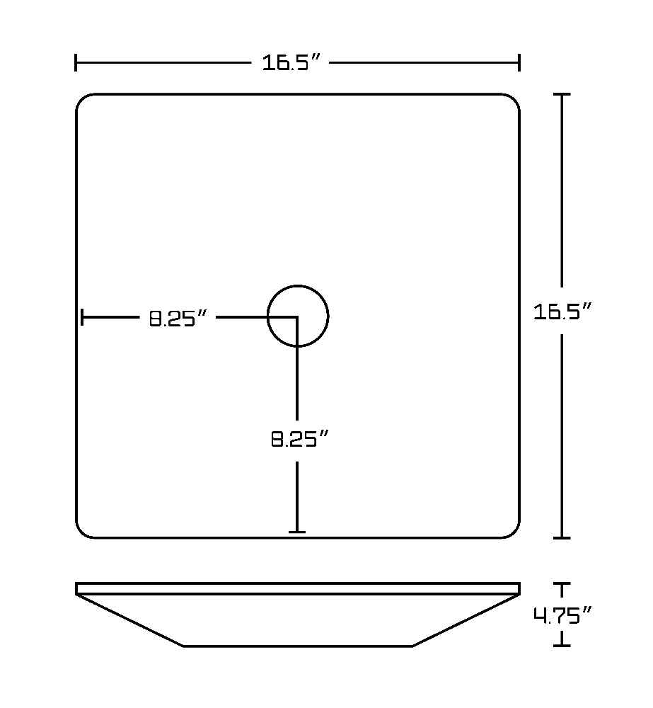 16.5-in. x 16.5-in. Square Bathroom Vessel Sink White Enamel Glaze