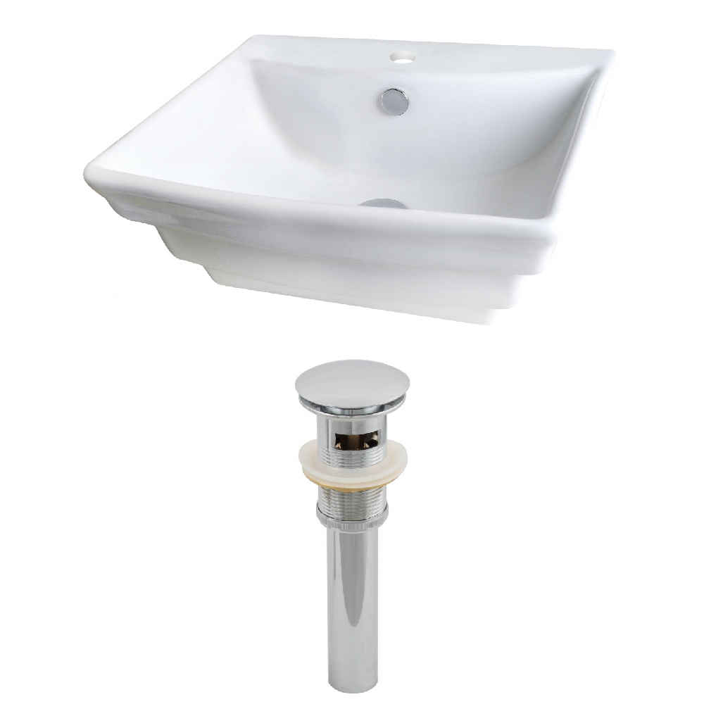 19.75-in. x 17-in. Rectangle Bathroom Vessel Sink Set White Enamel Glaze