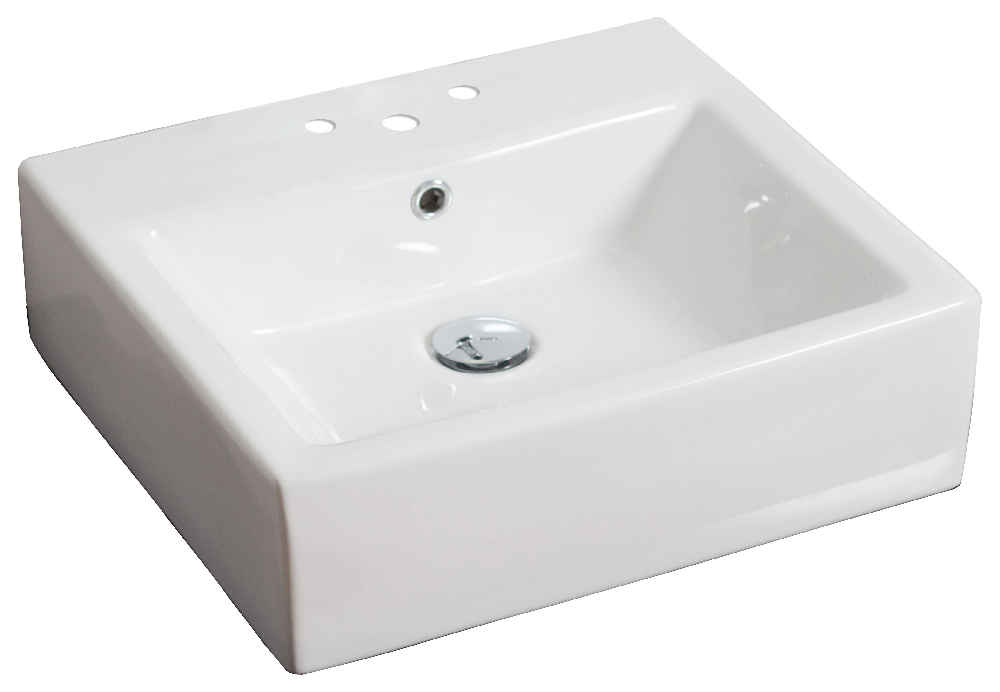 21-in. x 16.5-in. Rectangle Bathroom Vessel Sink Set White Enamel Glaze