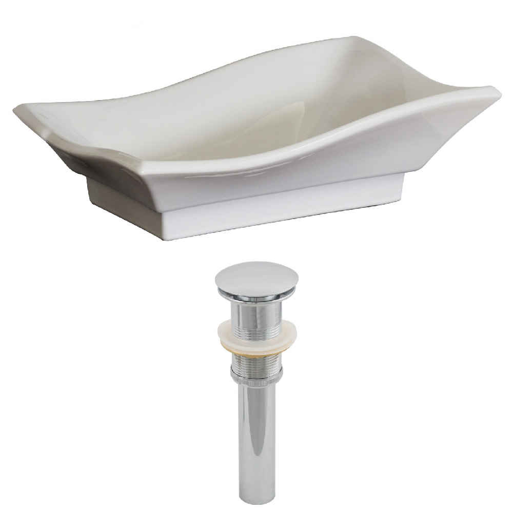 20-in. x 14-in. Unique Bathroom Vessel Sink Set White Enamel Glaze