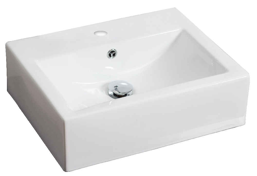 20.25-in. x 16.25-in. Rectangle Bathroom Vessel Sink Set White Enamel Glaze