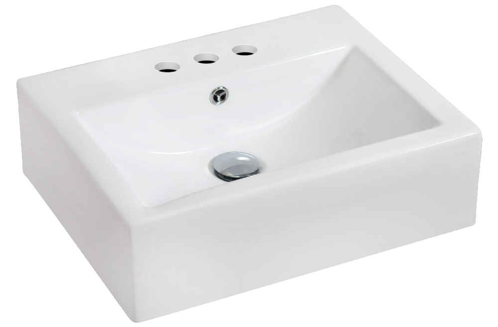 20.25-in. x 16.25-in. Rectangle Bathroom Vessel Sink Set White Enamel Glaze
