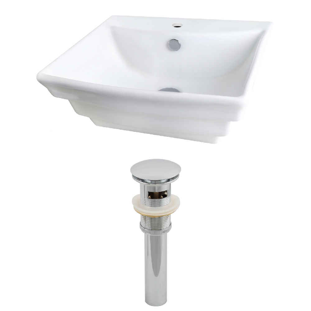 19.75-in. x 17-in. Rectangle Bathroom Vessel Sink Set White Enamel Glaze