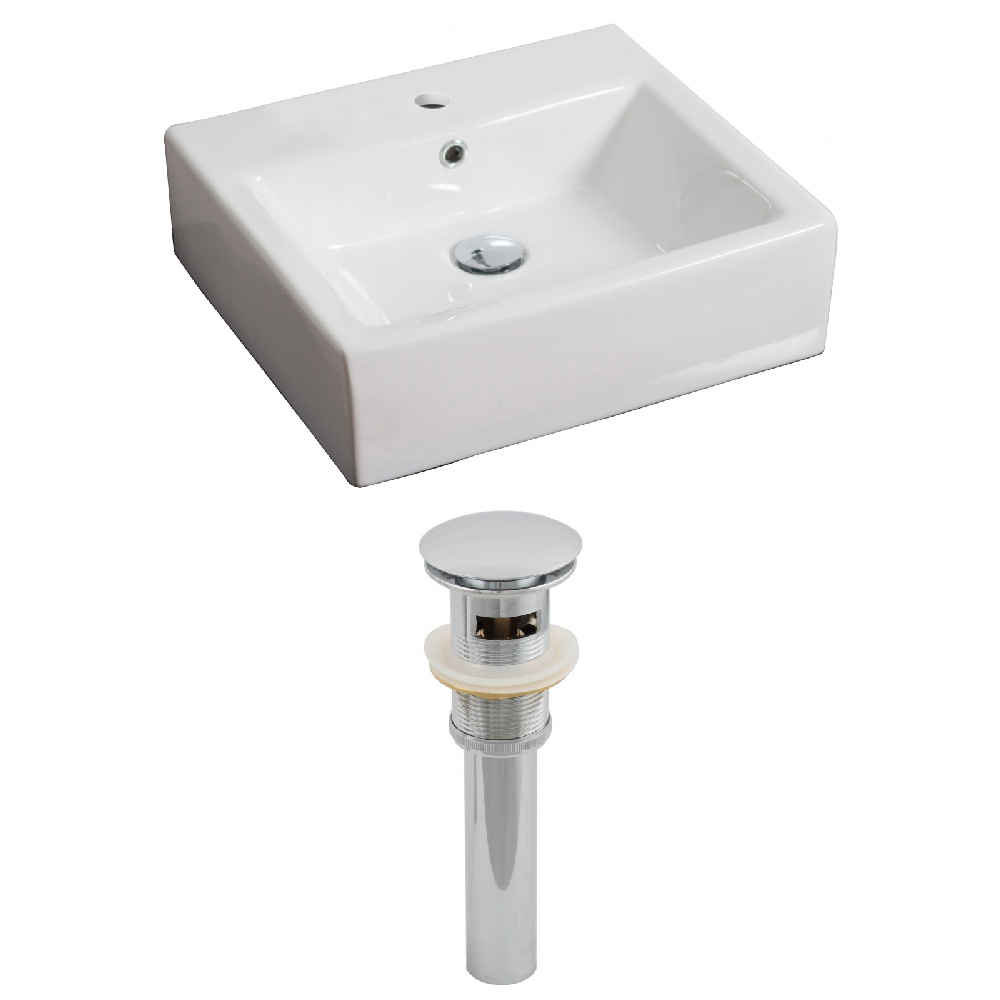 21-in. x 16.5-in. Rectangle Bathroom Vessel Sink Set White Enamel Glaze
