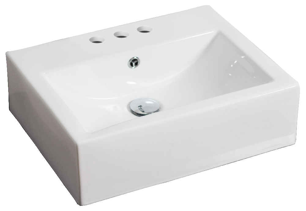 21-in. x 16.5-in. Rectangle Bathroom Vessel Sink Set White Enamel Glaze