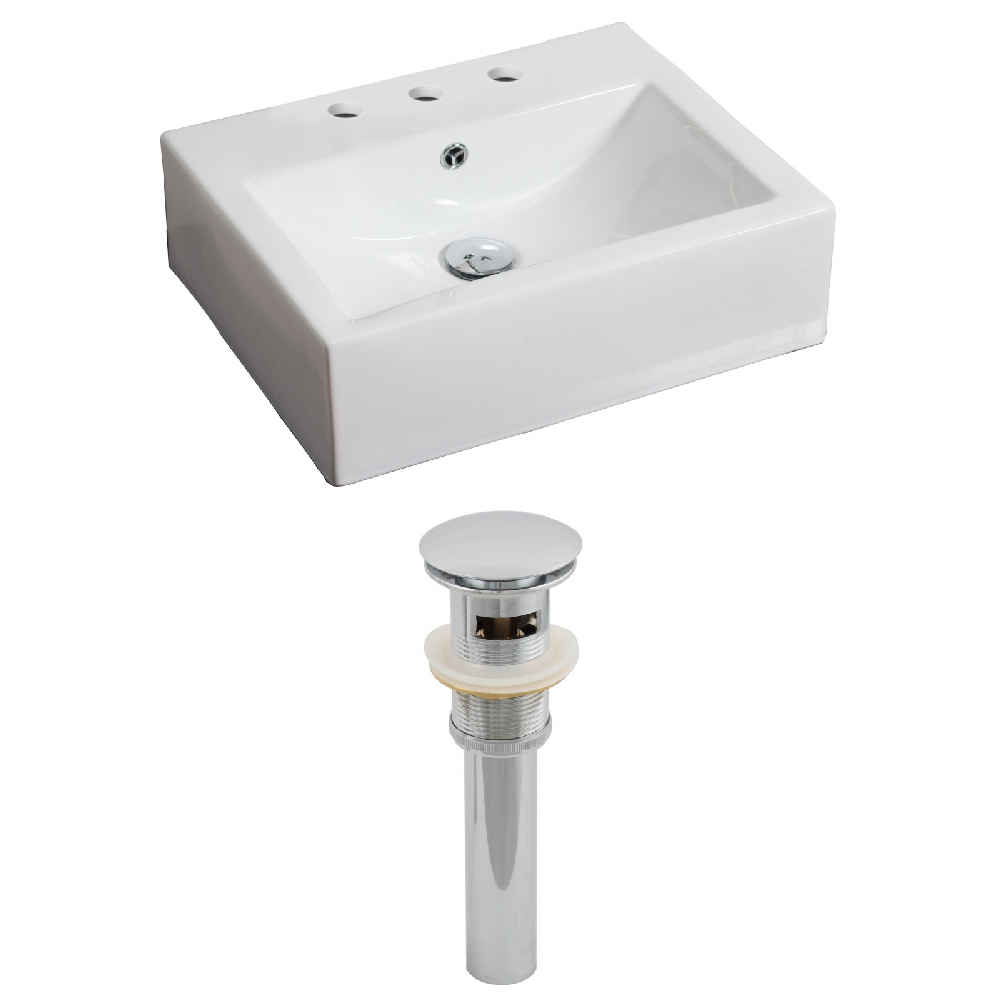 21-in. x 16.5-in. Rectangle Bathroom Vessel Sink Set White Enamel Glaze