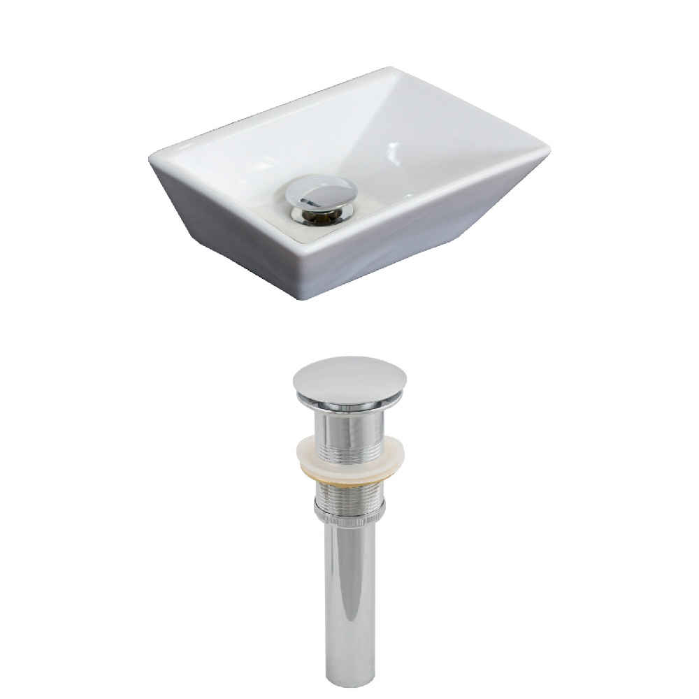 12-in. x 9-in. Rectangle Bathroom Vessel Sink Set White Enamel Glaze