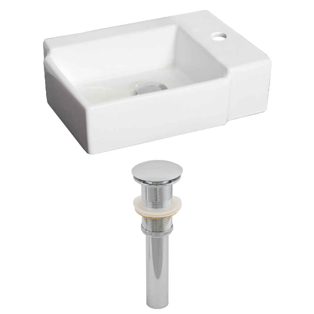 16.25-in. x 11.75-in. Rectangle Bathroom Vessel Sink Set White Enamel Glaze