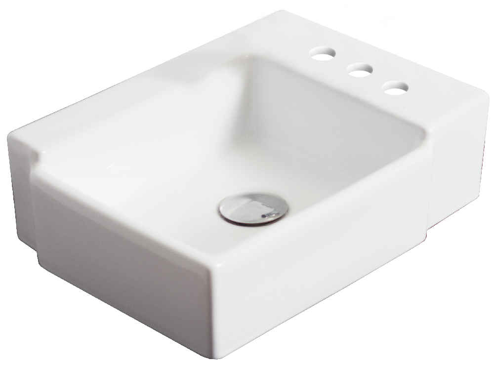 16.25-in. x 11.75-in. Rectangle Bathroom Vessel Sink Set White Enamel Glaze