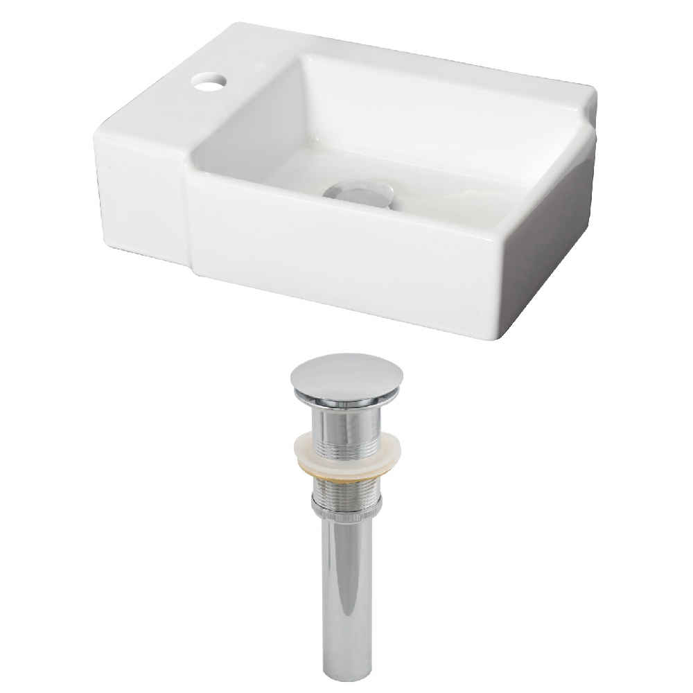 16.25-in. x 11.75-in. Rectangle Bathroom Vessel Sink Set White Enamel Glaze