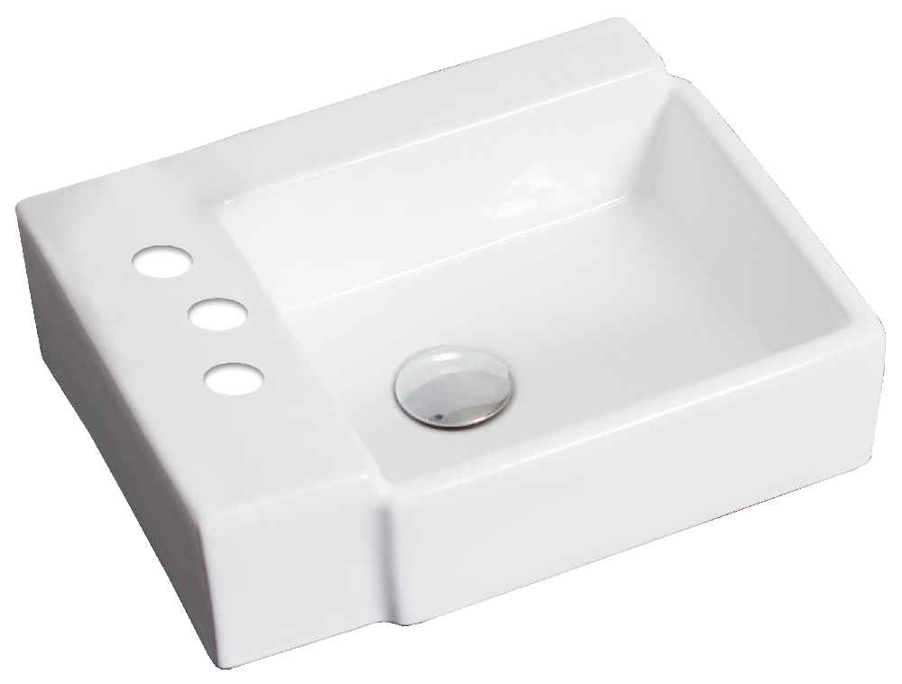 16.25-in. x 11.75-in. Rectangle Bathroom Vessel Sink Set White Enamel Glaze