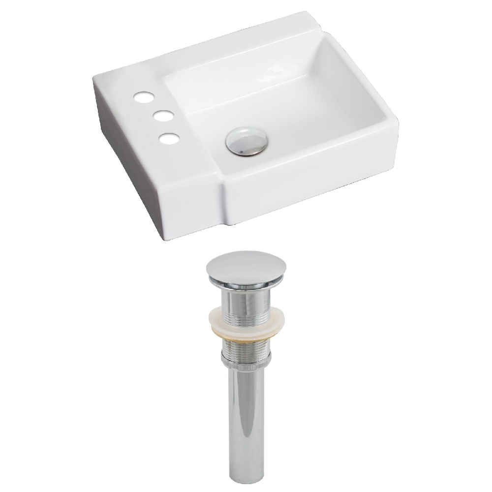 16.25-in. x 11.75-in. Rectangle Bathroom Vessel Sink Set White Enamel Glaze