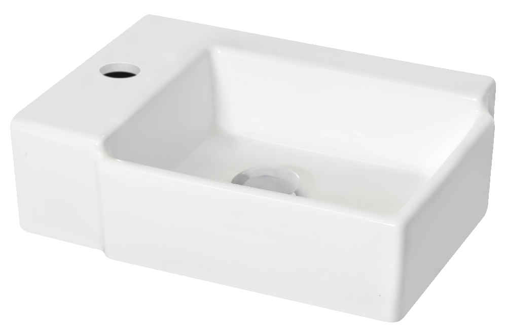 16.25-in. x 11.75-in. Rectangle Bathroom Vessel Sink Set White Enamel Glaze