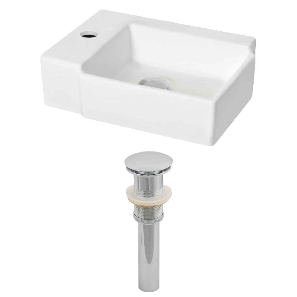 16.25-in. x 11.75-in. Rectangle Bathroom Vessel Sink Set White Enamel Glaze