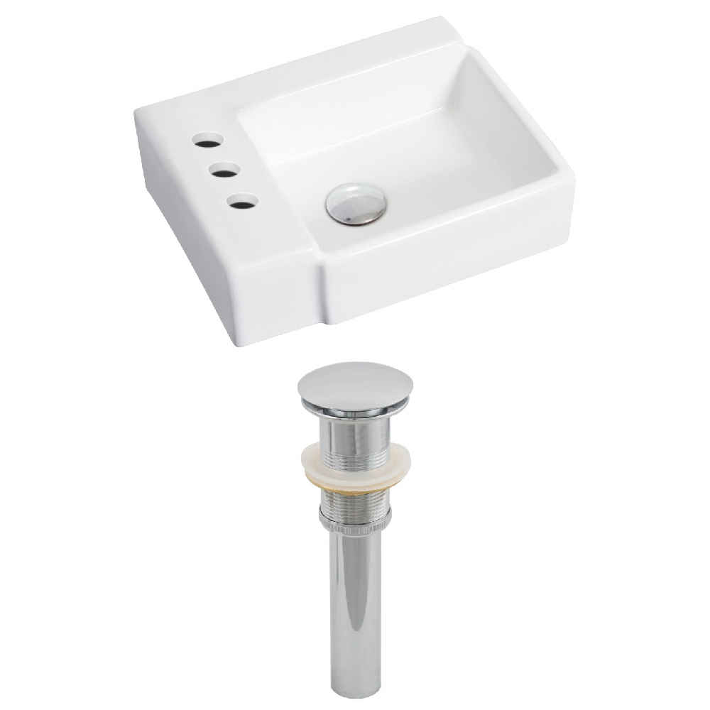 16.25-in. x 11.75-in. Rectangle Bathroom Vessel Sink Set White Enamel Glaze