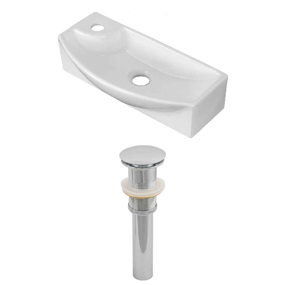 17.75-in. x 8.75-in. Rectangle Bathroom Vessel Sink Set White Enamel Glaze