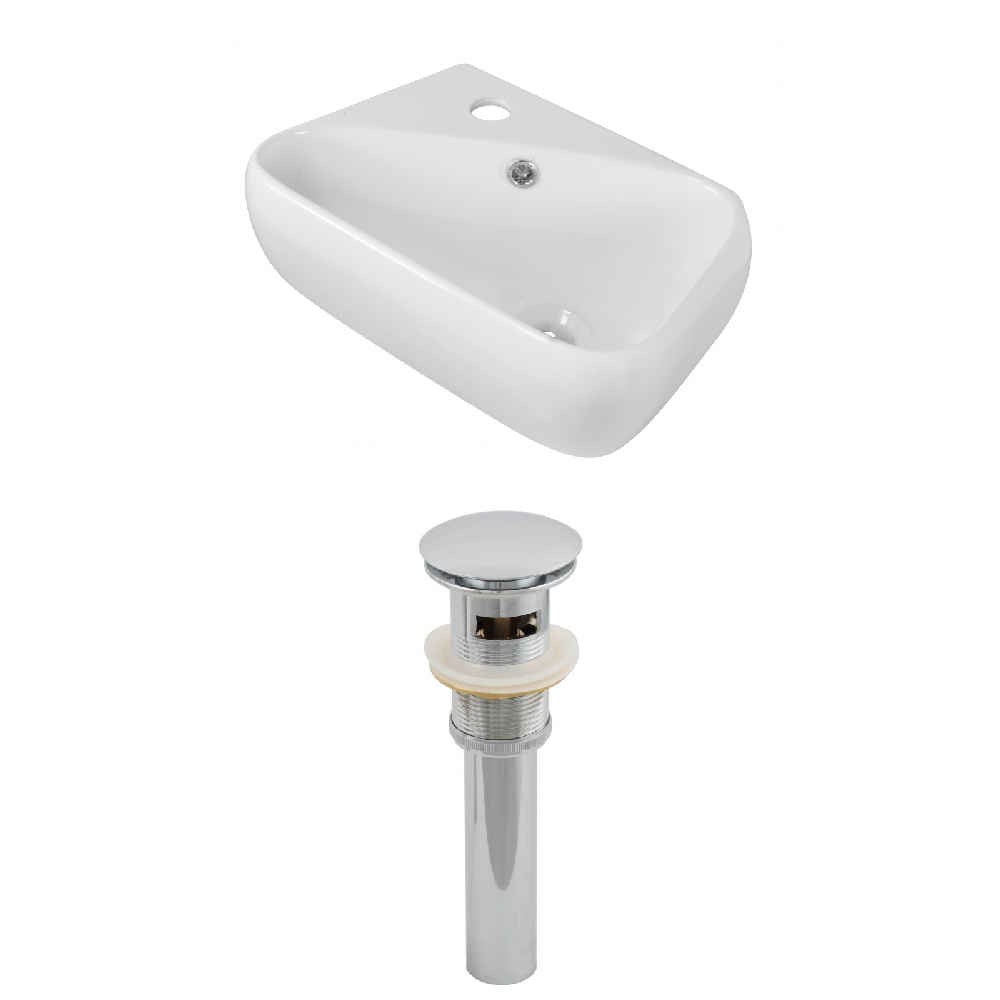 17.5-in. x 11-in. Rectangle Bathroom Vessel Sink Set White Enamel Glaze