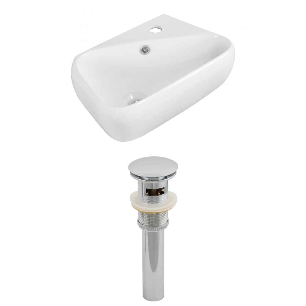 17.5-in. x 11-in. Rectangle Bathroom Vessel Sink Set White Enamel Glaze