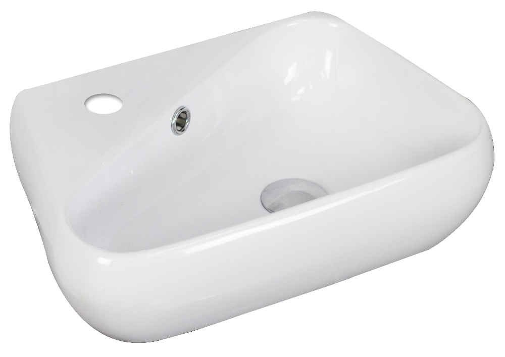 17.5-in. x 11-in. Unique Bathroom Vessel Sink Set White Enamel Glaze
