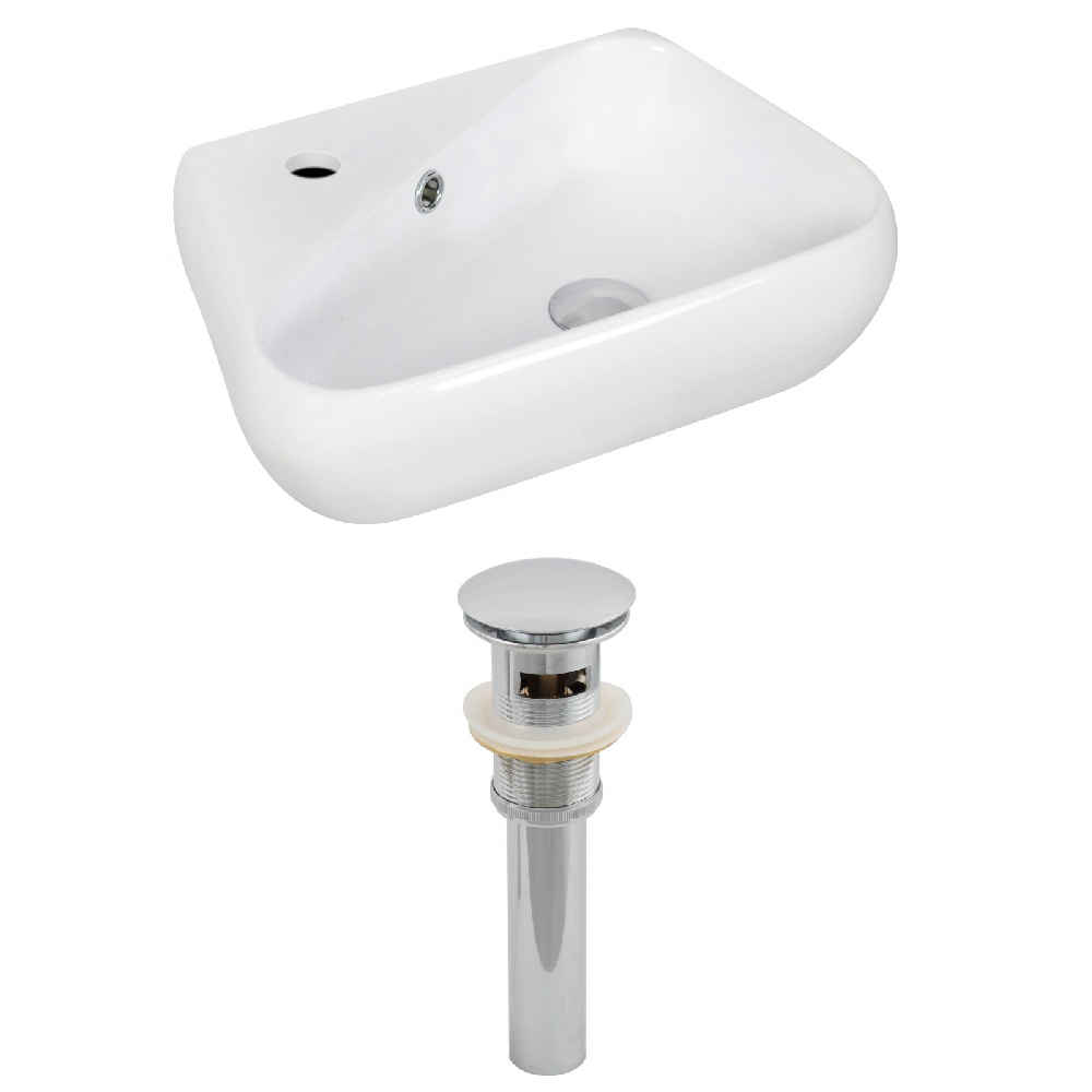 17.5-in. x 11-in. Unique Bathroom Vessel Sink Set White Enamel Glaze