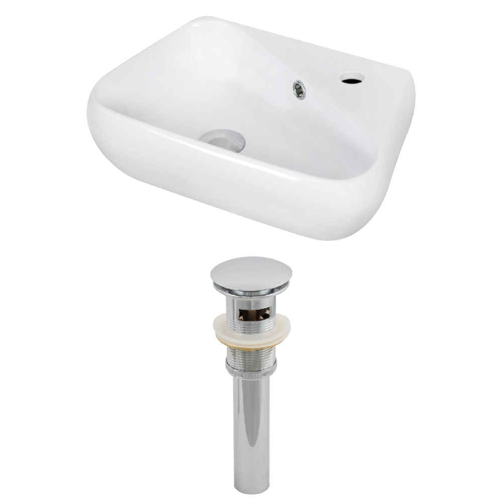 17.5-in. x 11-in. Unique Bathroom Vessel Sink Set White Enamel Glaze