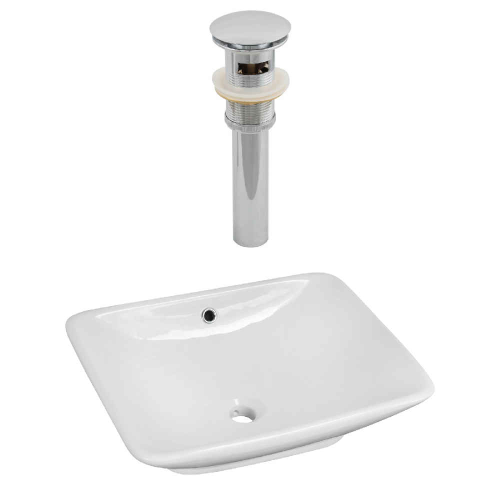 21.5-in. x 17-in. Rectangle Bathroom Vessel Sink Set White Enamel Glaze