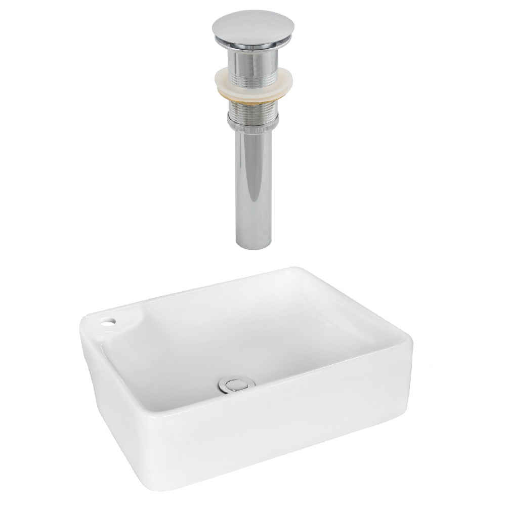 17.25-in. x 13-in. Rectangle Bathroom Vessel Sink Set White Enamel Glaze