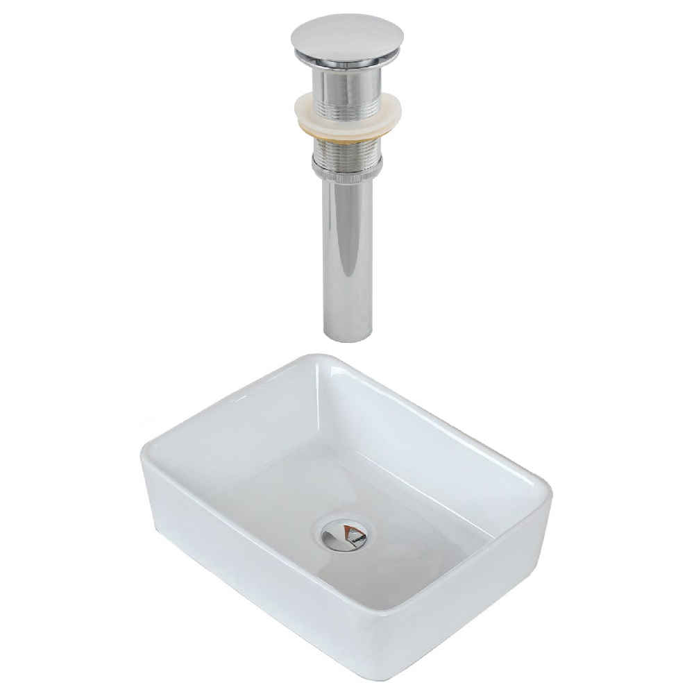 18.75-in. x 14.75-in. Rectangle Bathroom Vessel Sink Set White Enamel Glaze