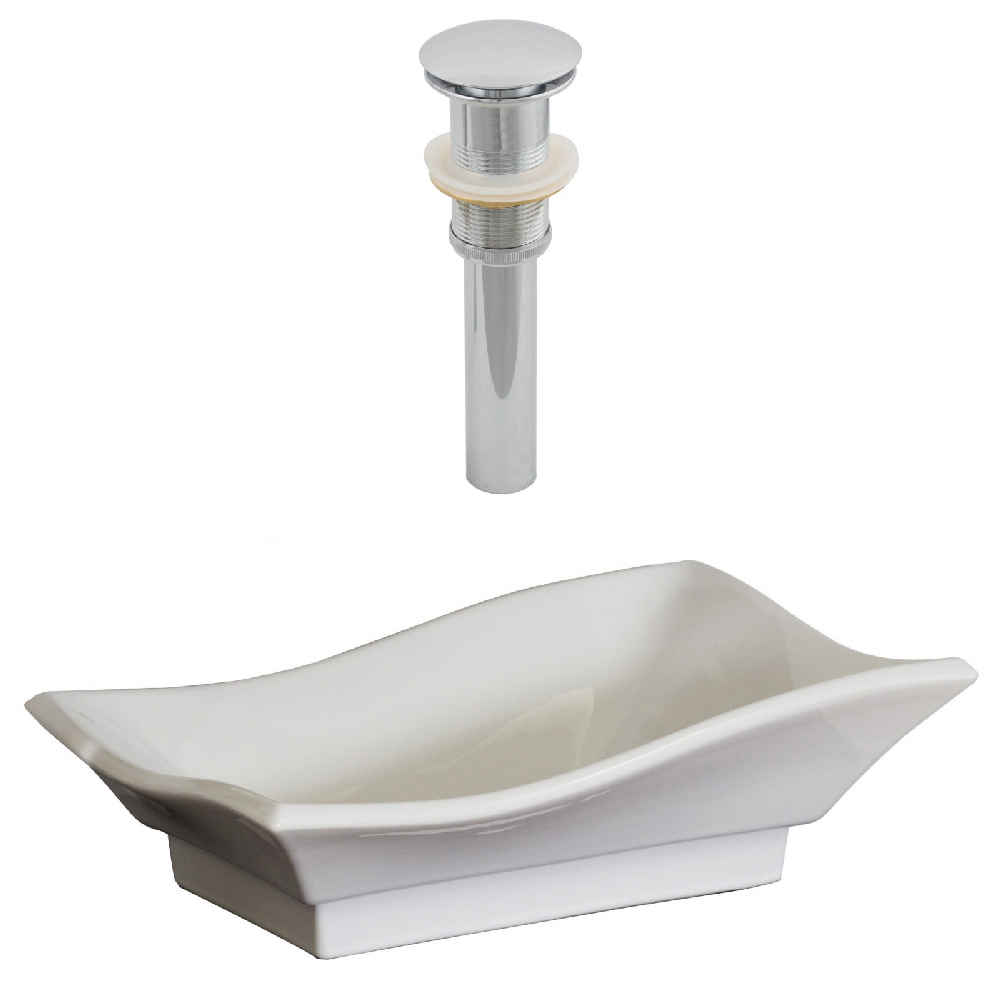 20-in. x 14-in. Unique Bathroom Vessel Sink Set White Enamel Glaze