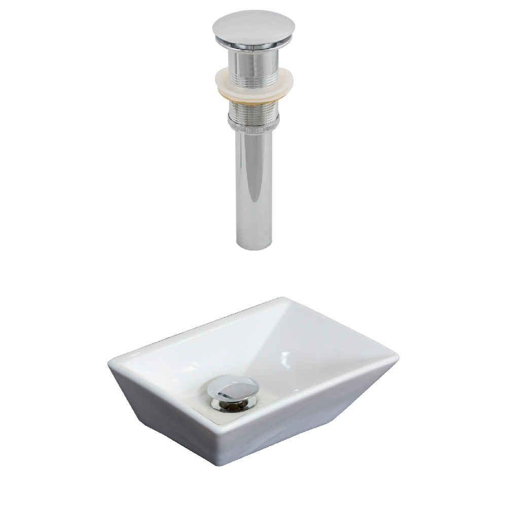 12-in. x 9-in. Rectangle Bathroom Vessel Sink Set White Enamel Glaze