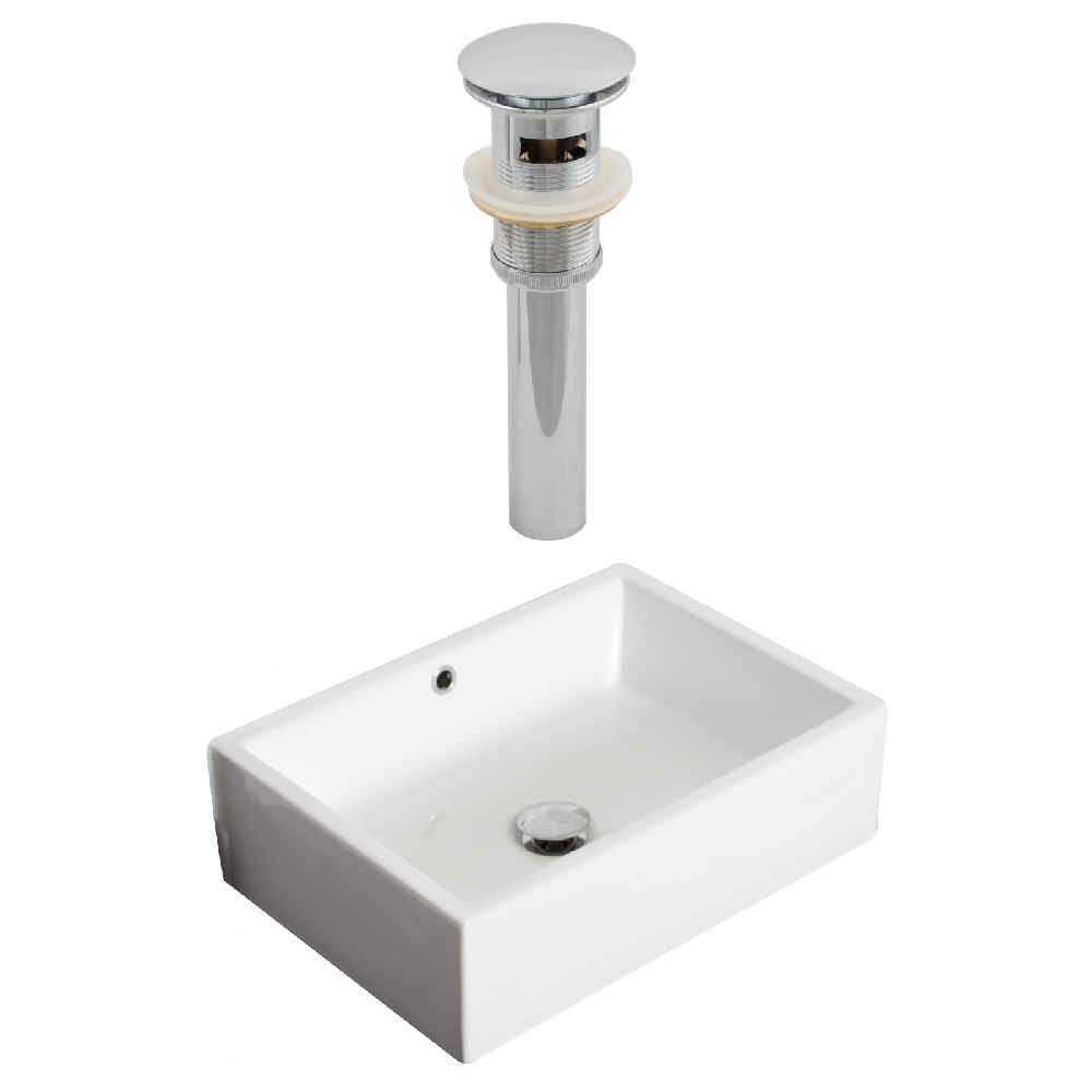 20-in. x 14.25-in. Rectangle Bathroom Vessel Sink Set White Enamel Glaze