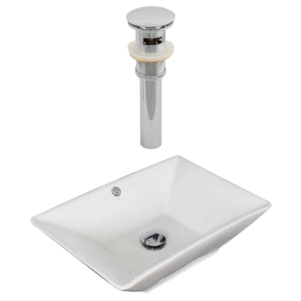22-in. x 14.75-in. Rectangle Bathroom Vessel Sink Set White Enamel Glaze