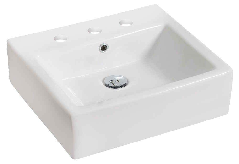 21-in. x 16.5-in. Rectangle Bathroom Vessel Sink Set White Enamel Glaze