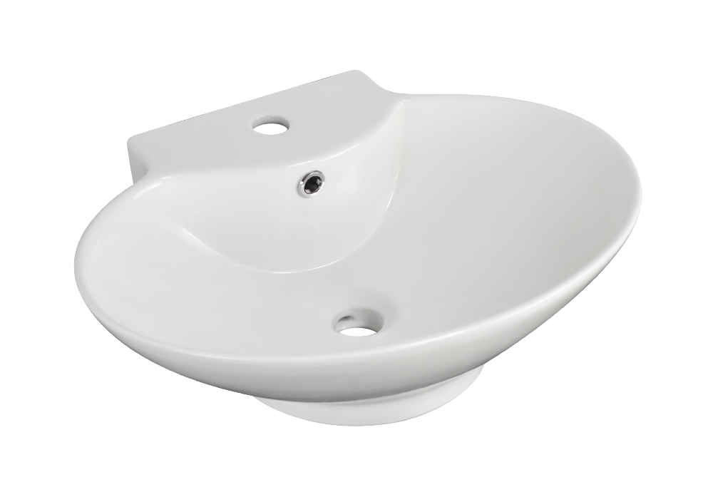 22.75-in. x 17.25-in. Oval Bathroom Vessel Sink Set White Enamel Glaze