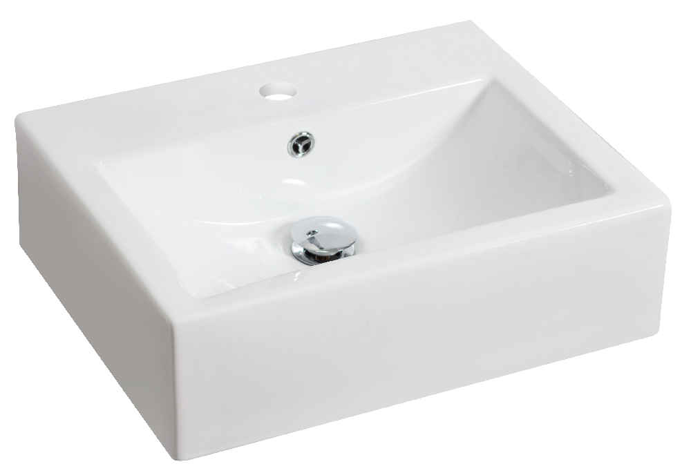20.25-in. x 16.25-in. Rectangle Bathroom Vessel Sink Set White Enamel Glaze