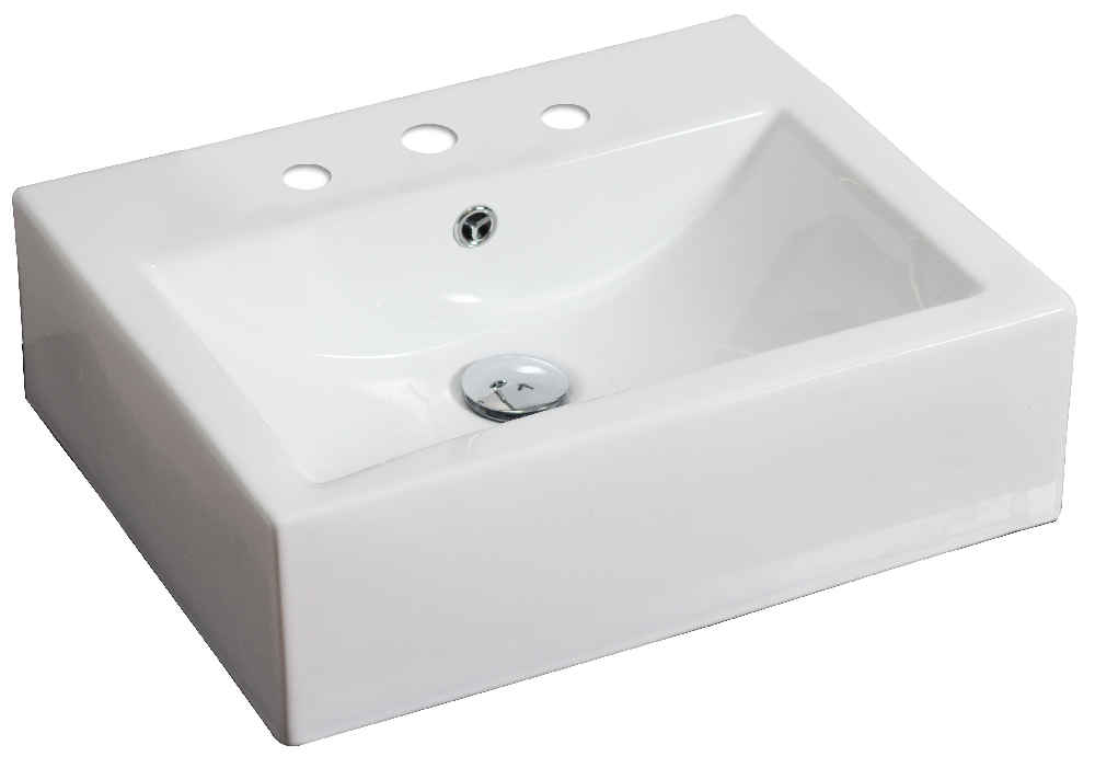 20.25-in. x 16.25-in. Rectangle Bathroom Vessel Sink Set White Enamel Glaze