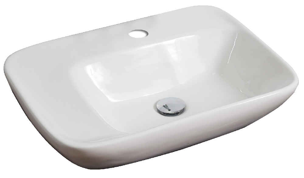 23.5-in. x 17.25-in. Rectangle Bathroom Vessel Sink Set White Enamel Glaze