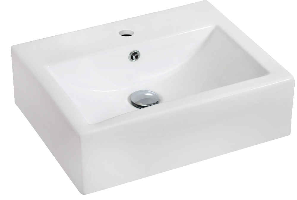 20.25-in. x 16.25-in. Rectangle Bathroom Vessel Sink Set White Enamel Glaze