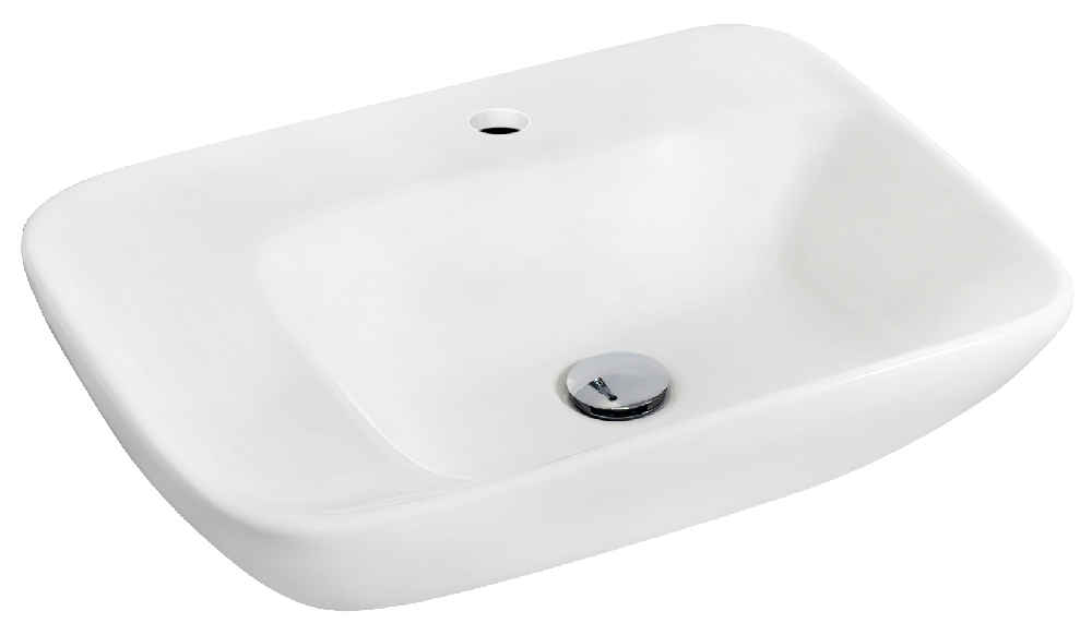 23.5-in. x 17.25-in. Rectangle Bathroom Vessel Sink Set White Enamel Glaze
