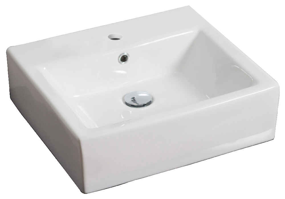 21-in. x 16.5-in. Rectangle Bathroom Vessel Sink Set White Enamel Glaze