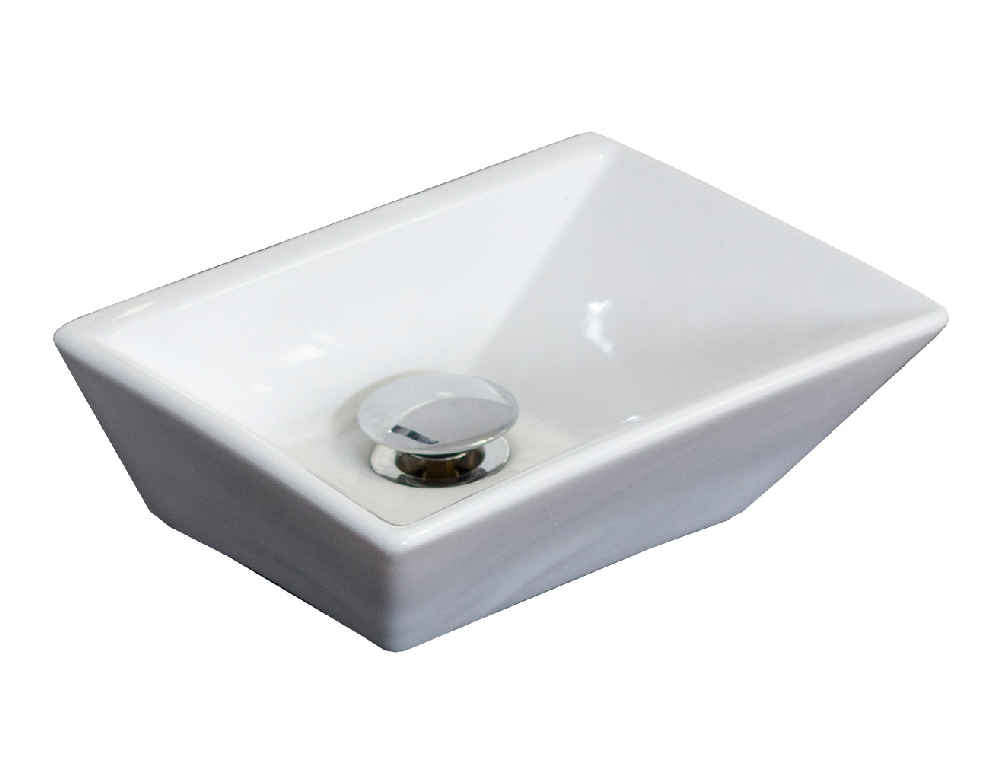 12-in. x 9-in. Rectangle Bathroom Vessel Sink Set White Enamel Glaze