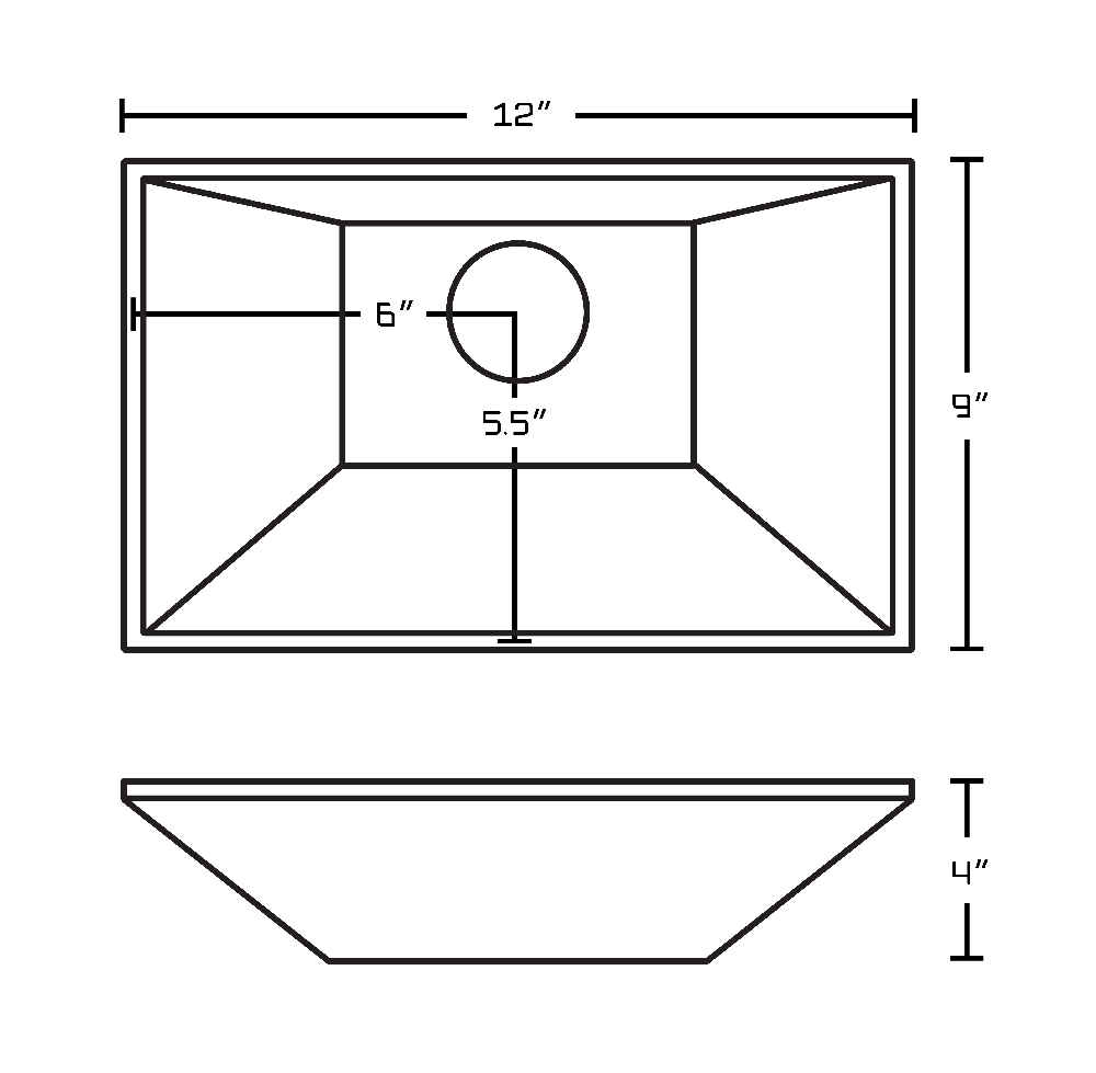 12-in. x 9-in. Rectangle Bathroom Vessel Sink Set White Enamel Glaze