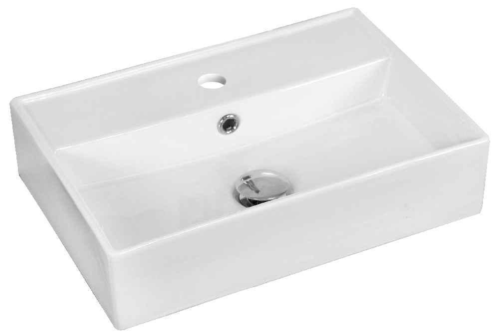 19.75-in. x 13.75-in. Rectangle Bathroom Vessel Sink Set White Enamel Glaze