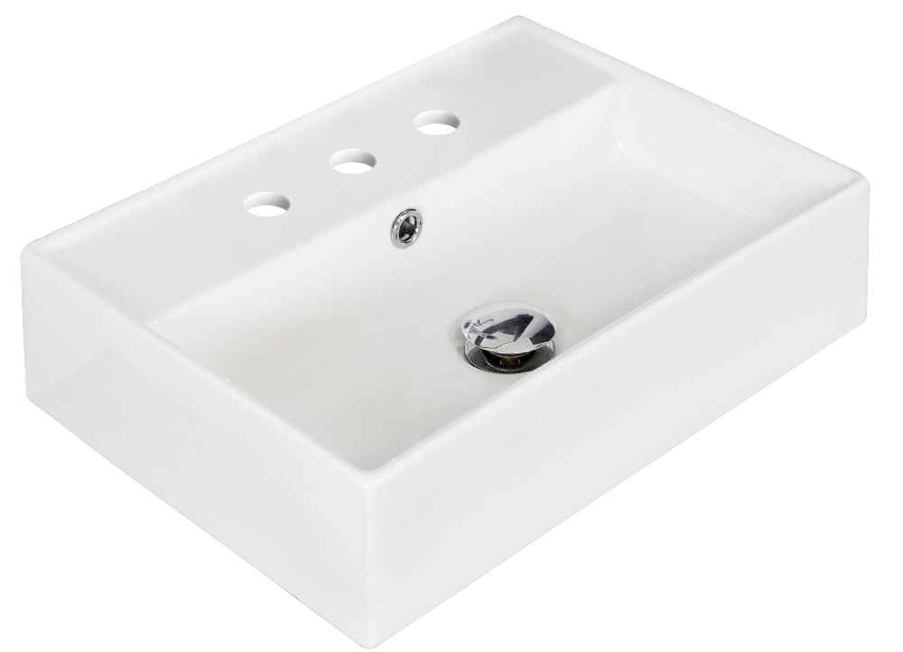 19.75-in. x 13.75-in. Rectangle Bathroom Vessel Sink Set White Enamel Glaze