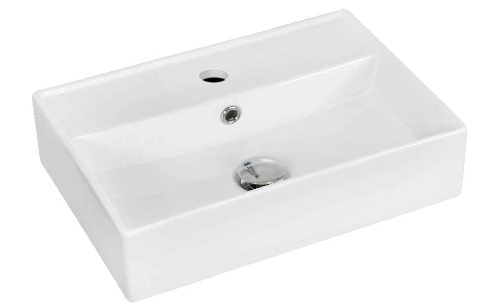 19.75-in. x 13.75-in. Rectangle Bathroom Vessel Sink Set White Enamel Glaze
